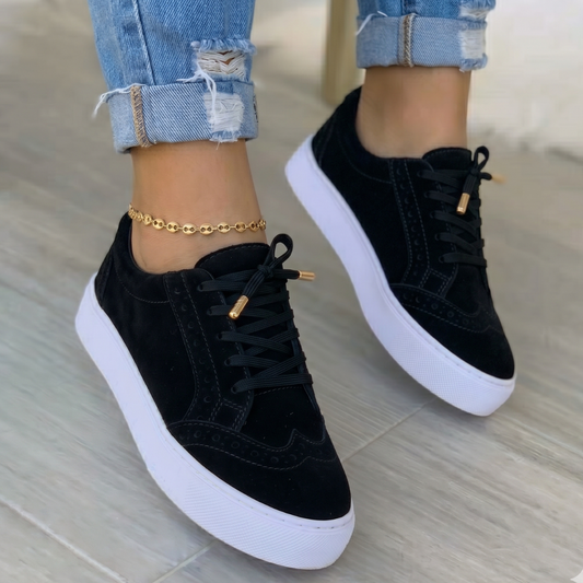 Sneakers Femme Plateforme Daim – Lacets & Style Brogue