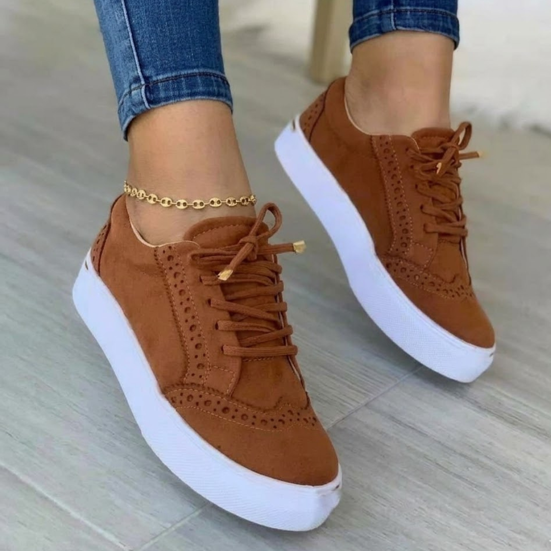 Sneakers Femme Plateforme Daim – Lacets & Style Brogue