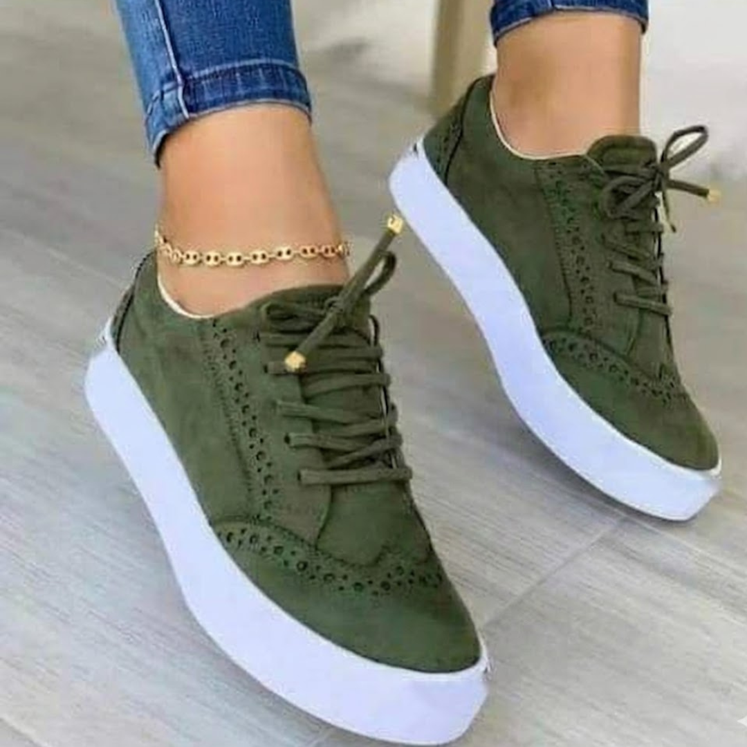 Sneakers Femme Plateforme Daim – Lacets & Style Brogue